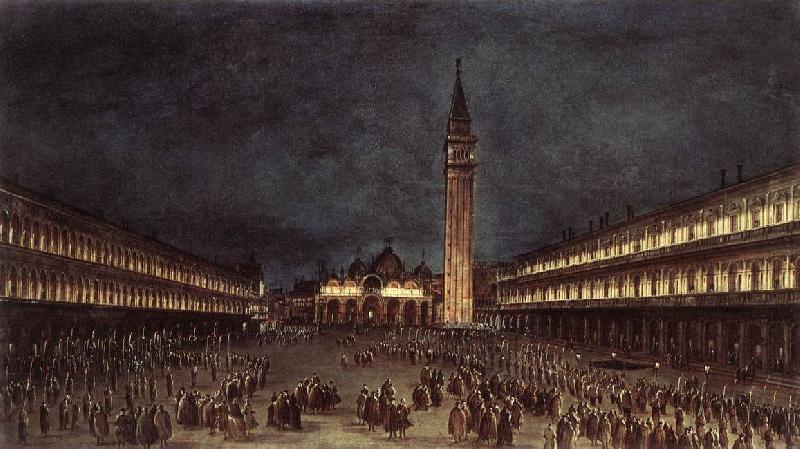GUARDI, Francesco Nighttime Procession in Piazza San Marco fdh China oil painting art